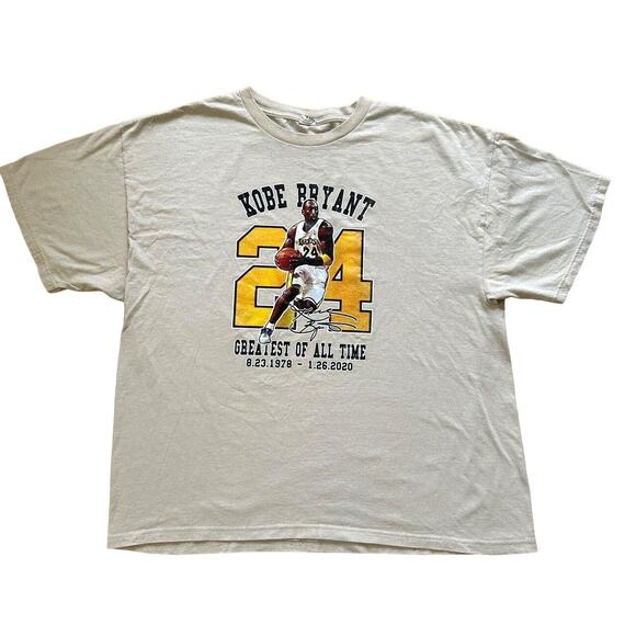 Kobe Bryant  Lakers T Shirt Greatest Of All Time Memorial Tee Beige 3XL #24 - Picture 4 of 7